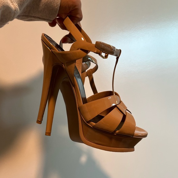 Saint Laurent Women's Tribute Platform High Heel Sandals in Nude YSL - Picture 3 of 6